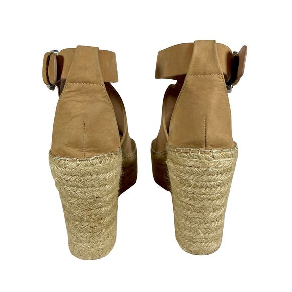 Marc Fisher LTD Annie Espadrille Perforated Leather Platform Wedges - Size 10 - Picture 4 of 10